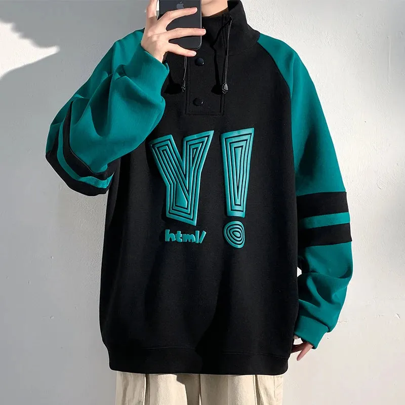 Aidase Autumn Men Hooded Hoodies Sweatshirts Fashion Printed Korea Style Trendy High Streetwear Outerwear Clothing