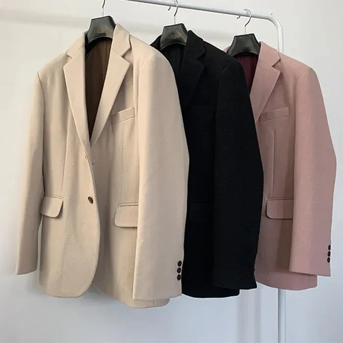 Aidase Fashion Men Suit Jacket Spring Casual Long Sleeve Man Suit Blazer Vintage Button Up Top Cute Pink Party Office Blazers Oversize