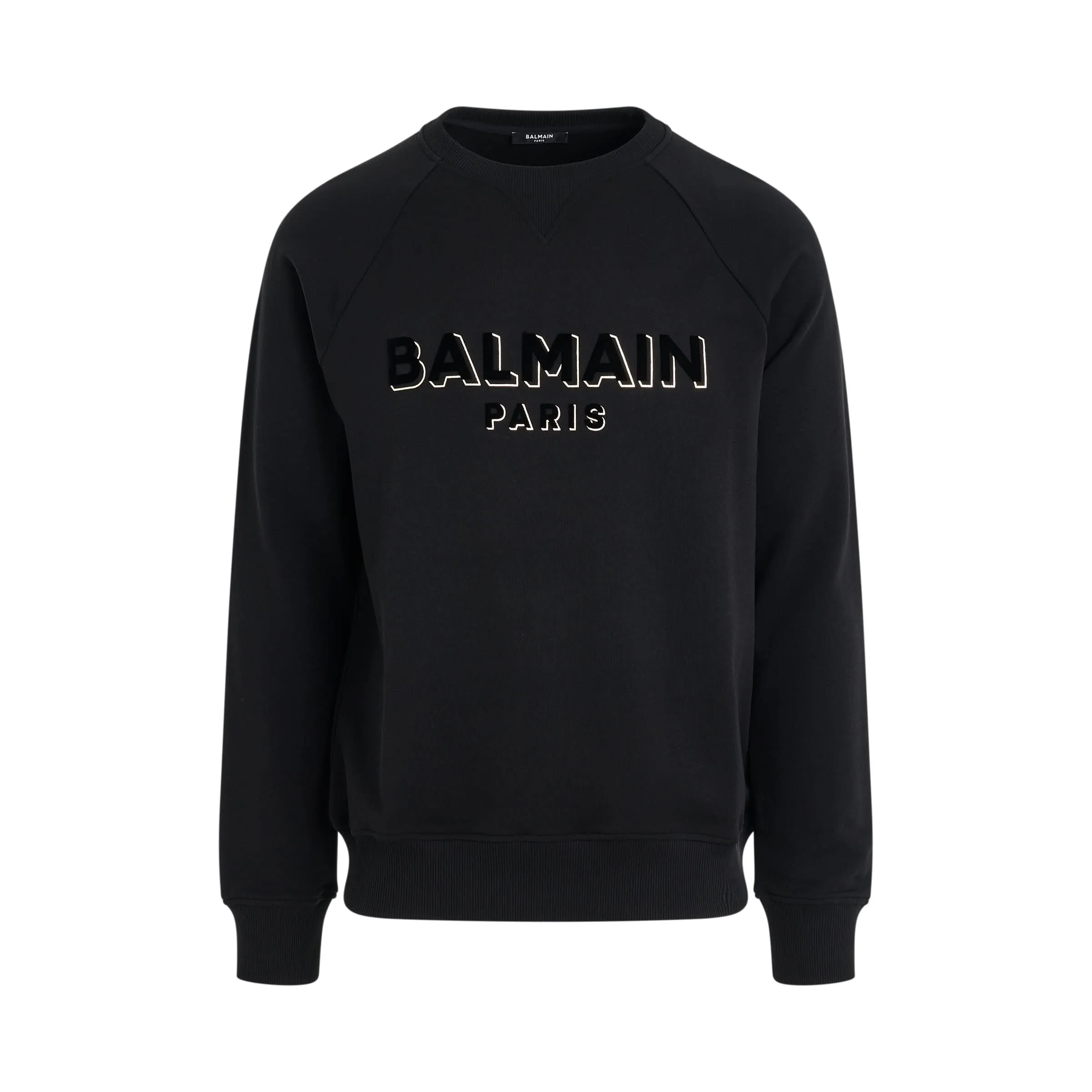 Balmain Flock & Foil Sweatshirt in Black/Gold