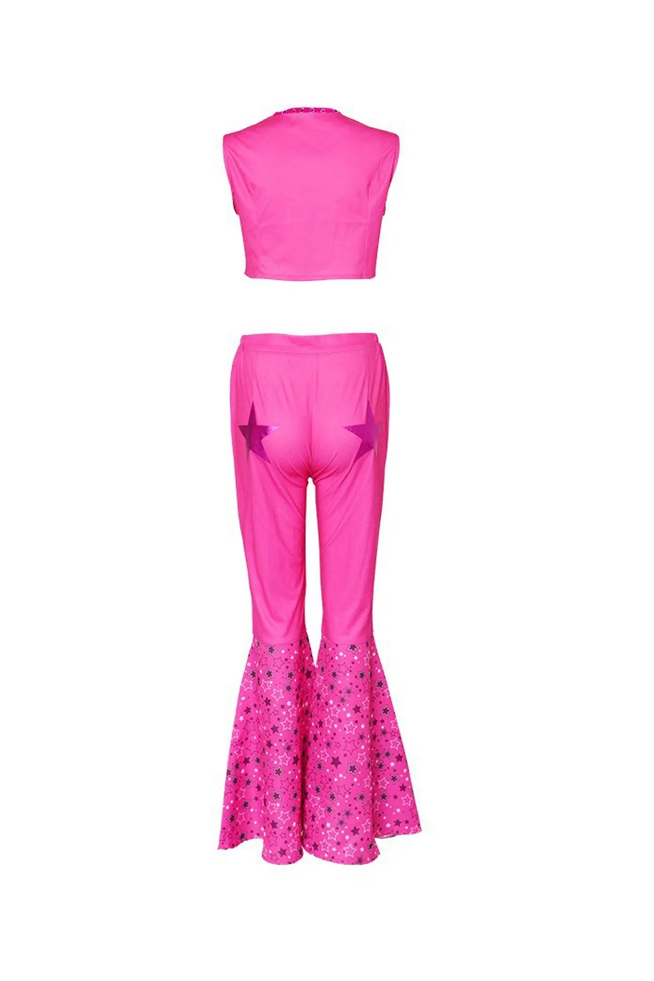 Barbie Pentagram Print Vest Flares Long Pants Suits