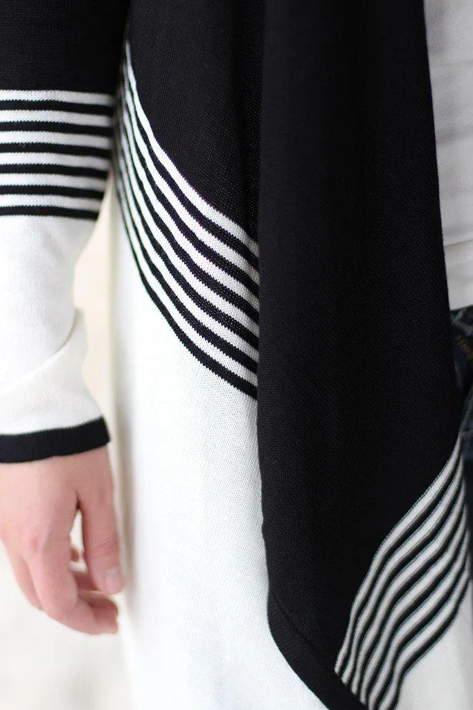 Black And White Open Cardigan