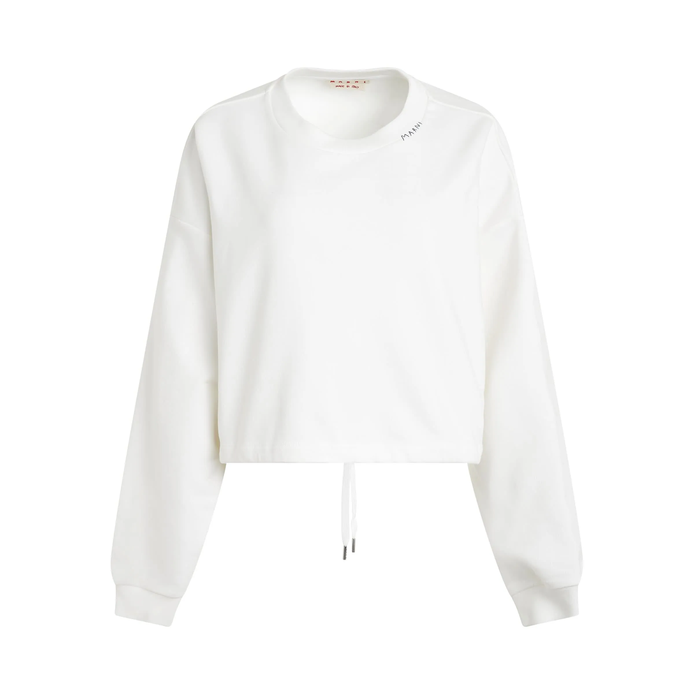 Boxy Neck Logo Sweatshirt in White