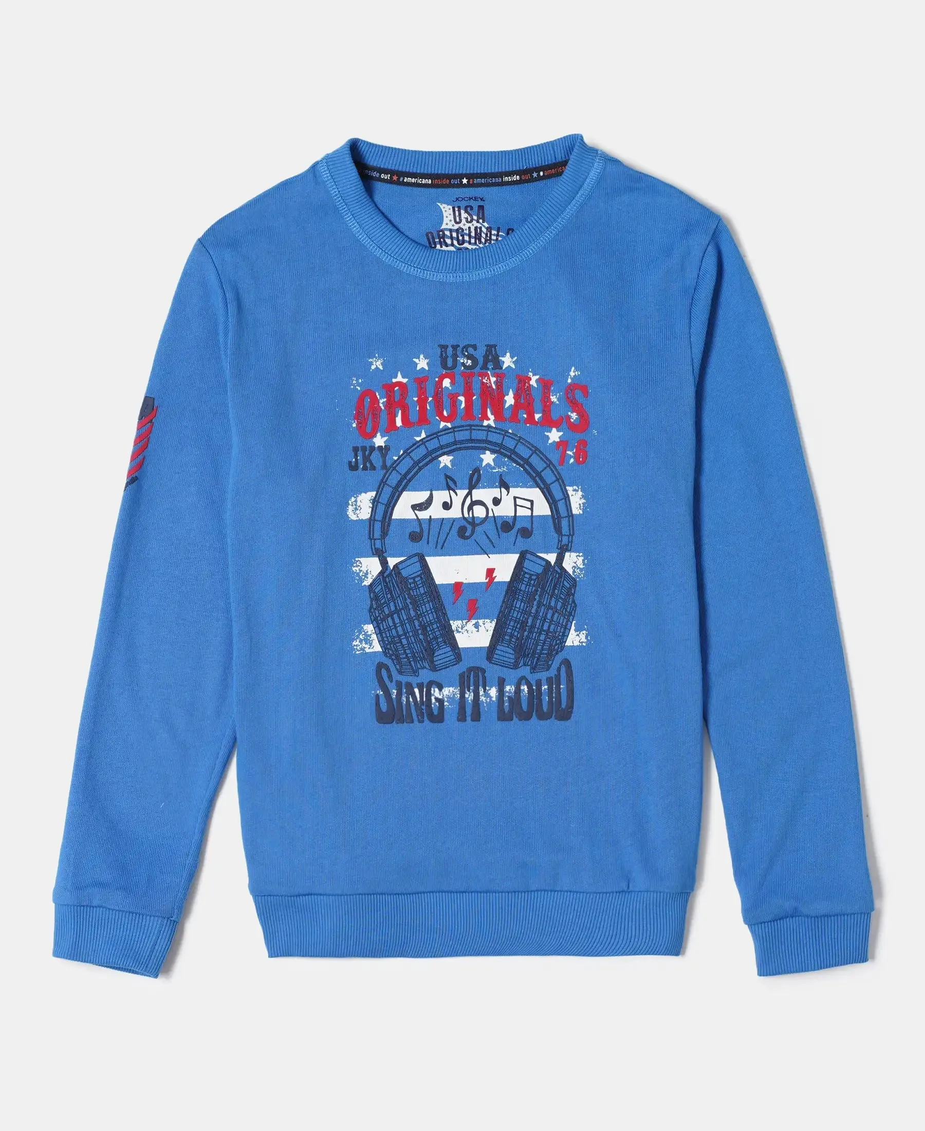 Boy's Super Combed Cotton Rich Graphic Printed Sweatshirt - Palace Blue