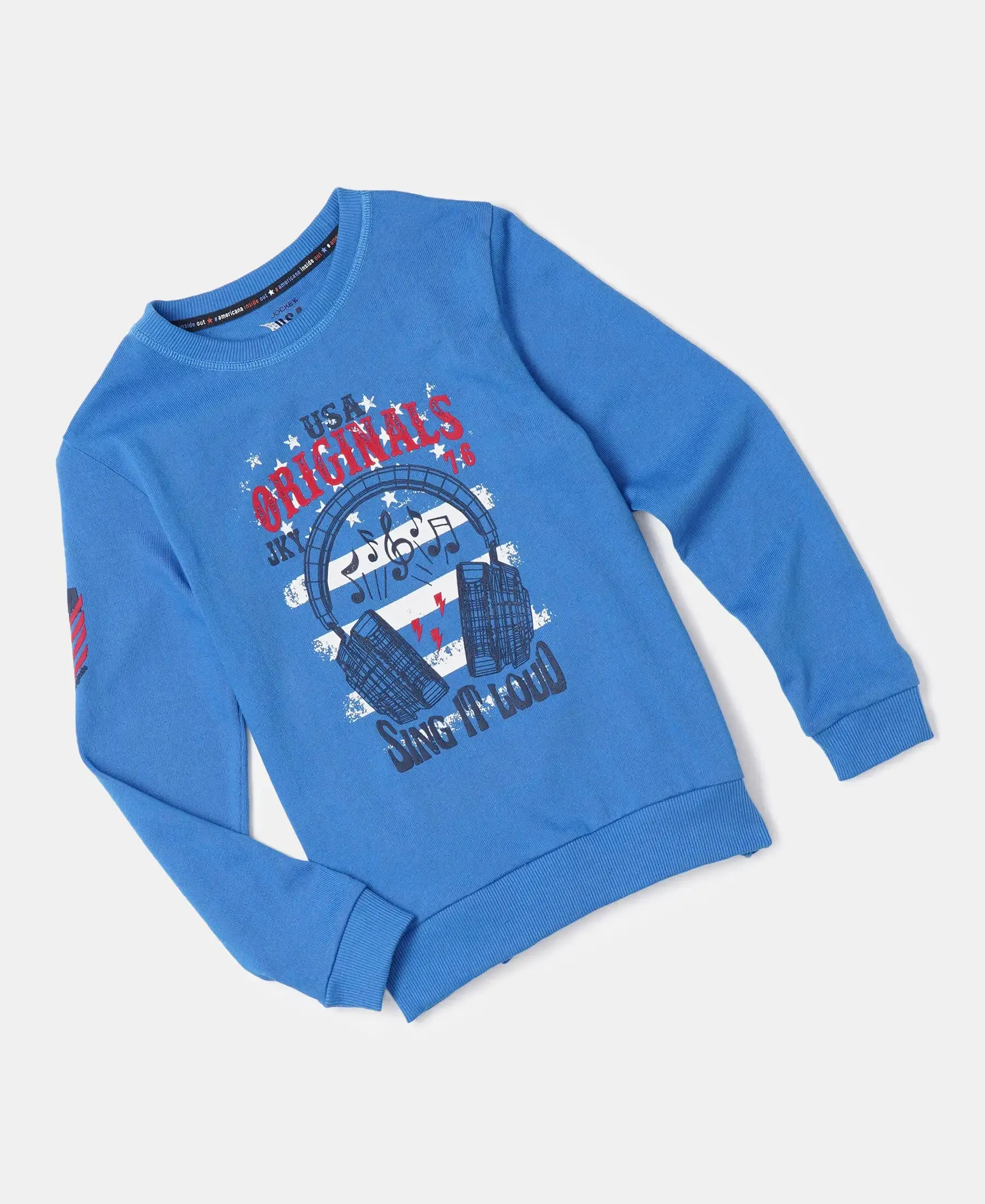 Boy's Super Combed Cotton Rich Graphic Printed Sweatshirt - Palace Blue