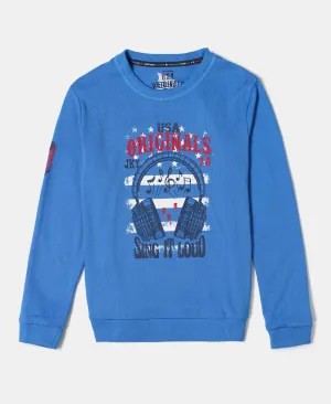 Boy's Super Combed Cotton Rich Graphic Printed Sweatshirt - Palace Blue