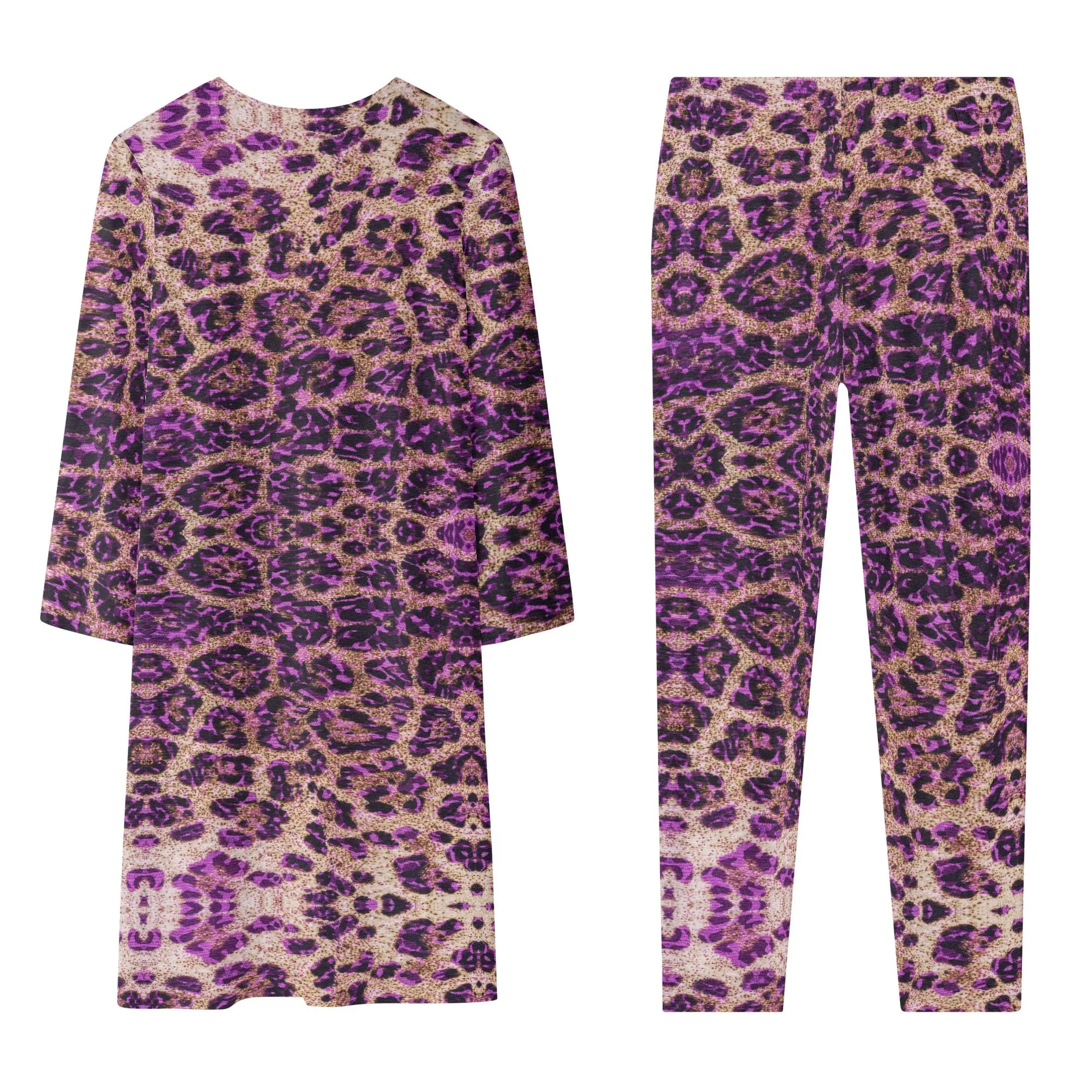 Cheetah Long Sleeve Cardigan and Leggings Set