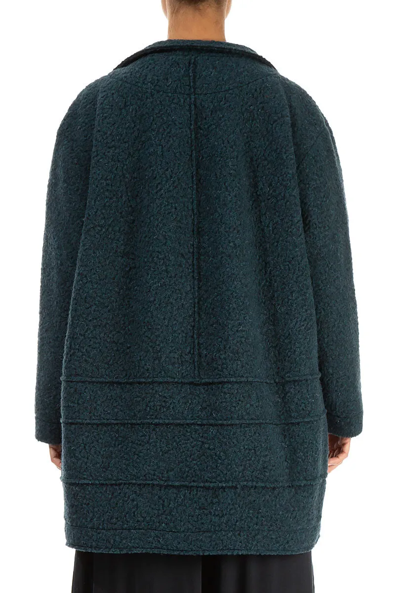 Collar Teal Plush Wool Cotton Jacket-Coat