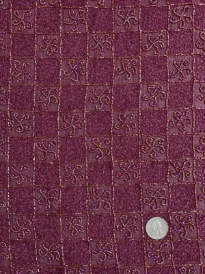 Cordovan Sequin & Beads On Silk Chiffon JEC-065-1 Fabric