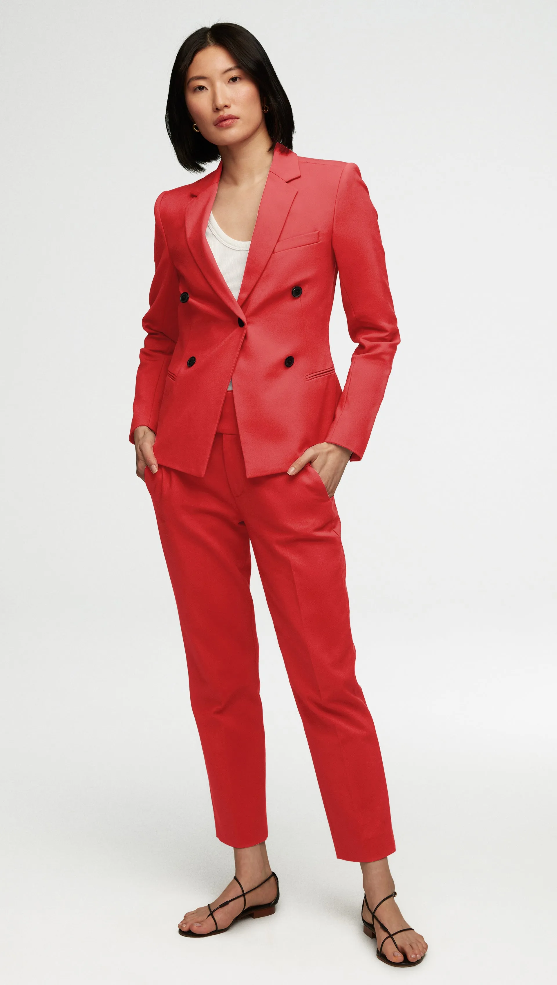 Crossover Blazer in Performance Cotton | Poppy