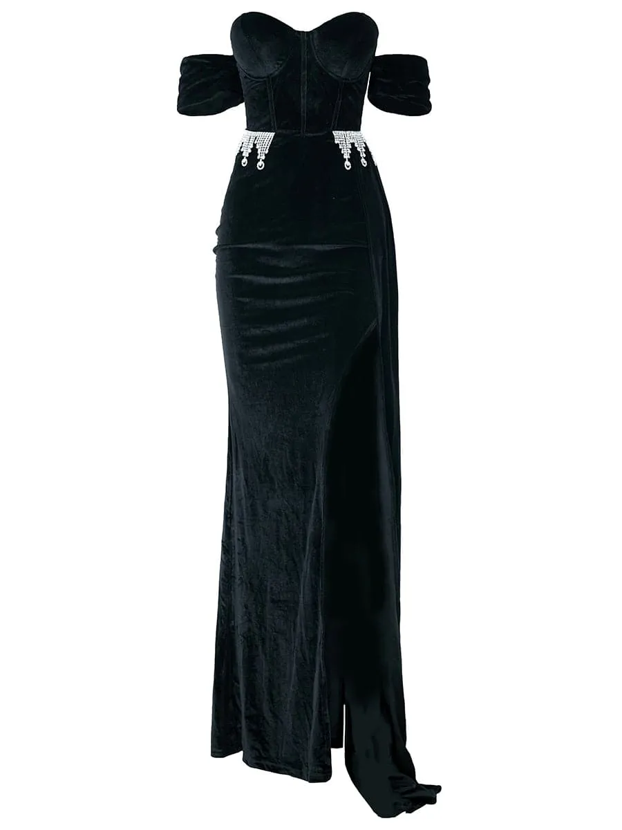 Draping Velvet Prom Dress XH1779