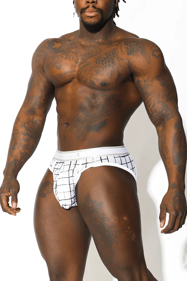 Easy Lover Brief Style Jockstrap with Bulge Pouch - Grid