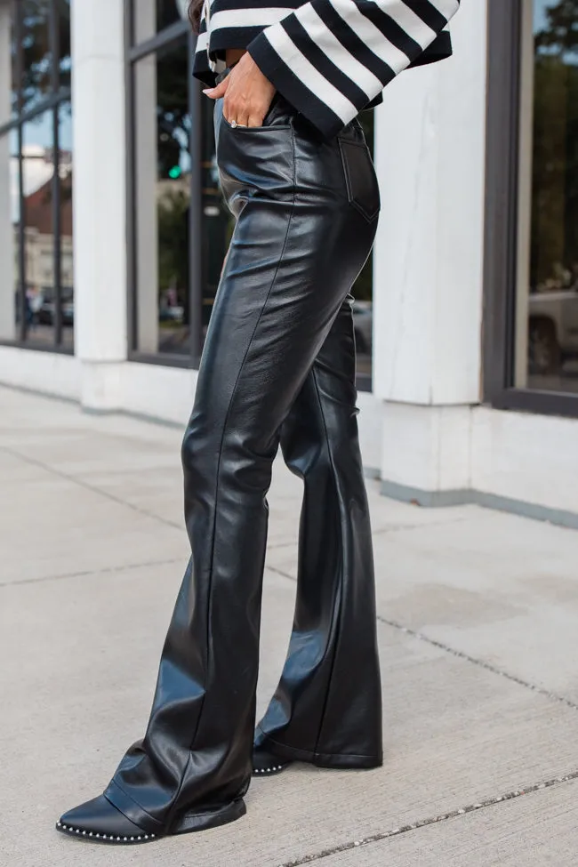 Forevermore Black Faux Leather Flare Pants