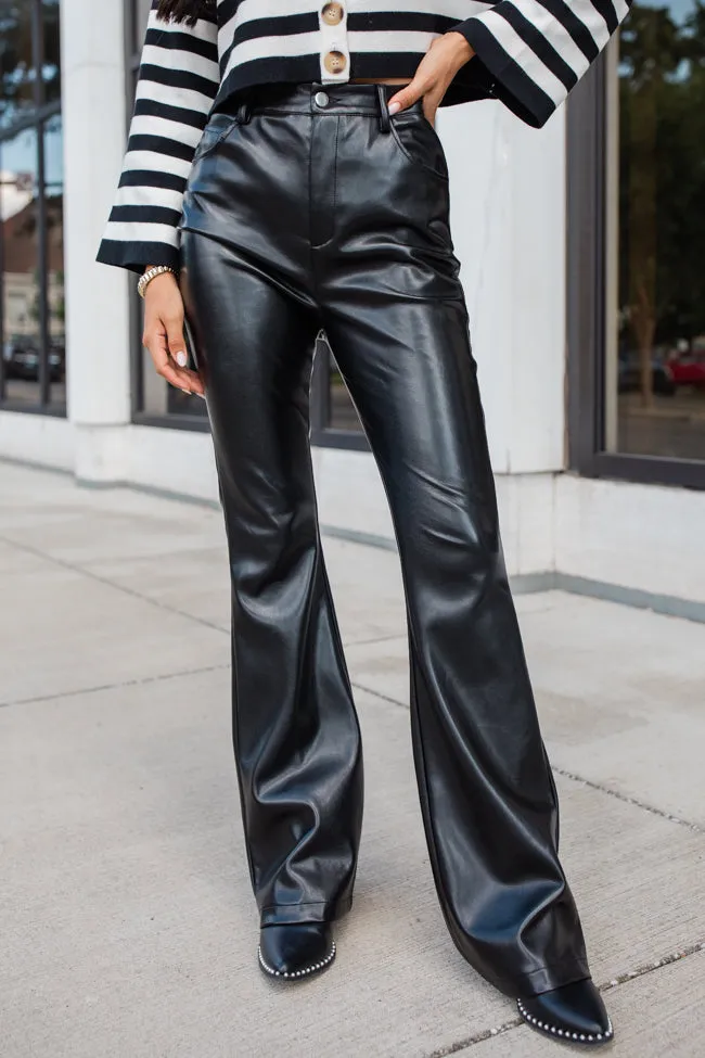 Forevermore Black Faux Leather Flare Pants