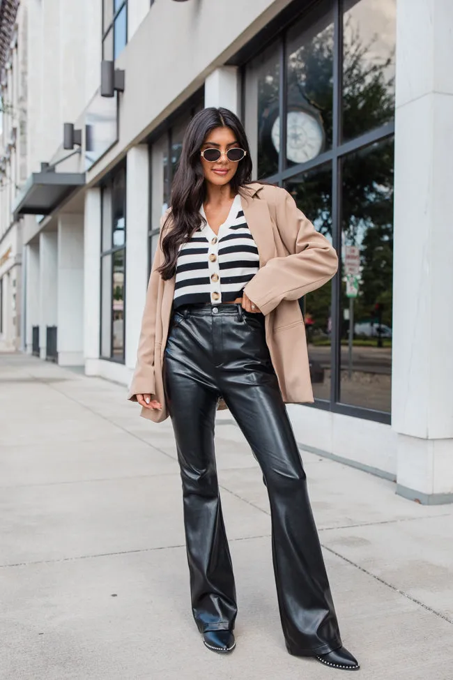 Forevermore Black Faux Leather Flare Pants