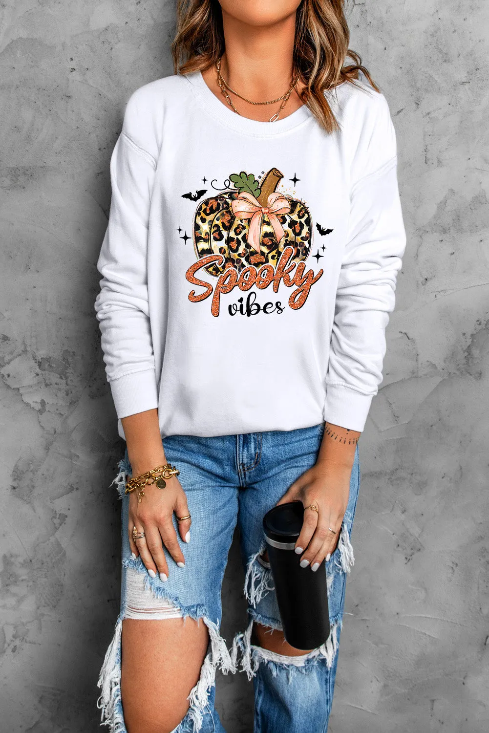 Graphic Round Neck Long Sleeve Sweatshirt