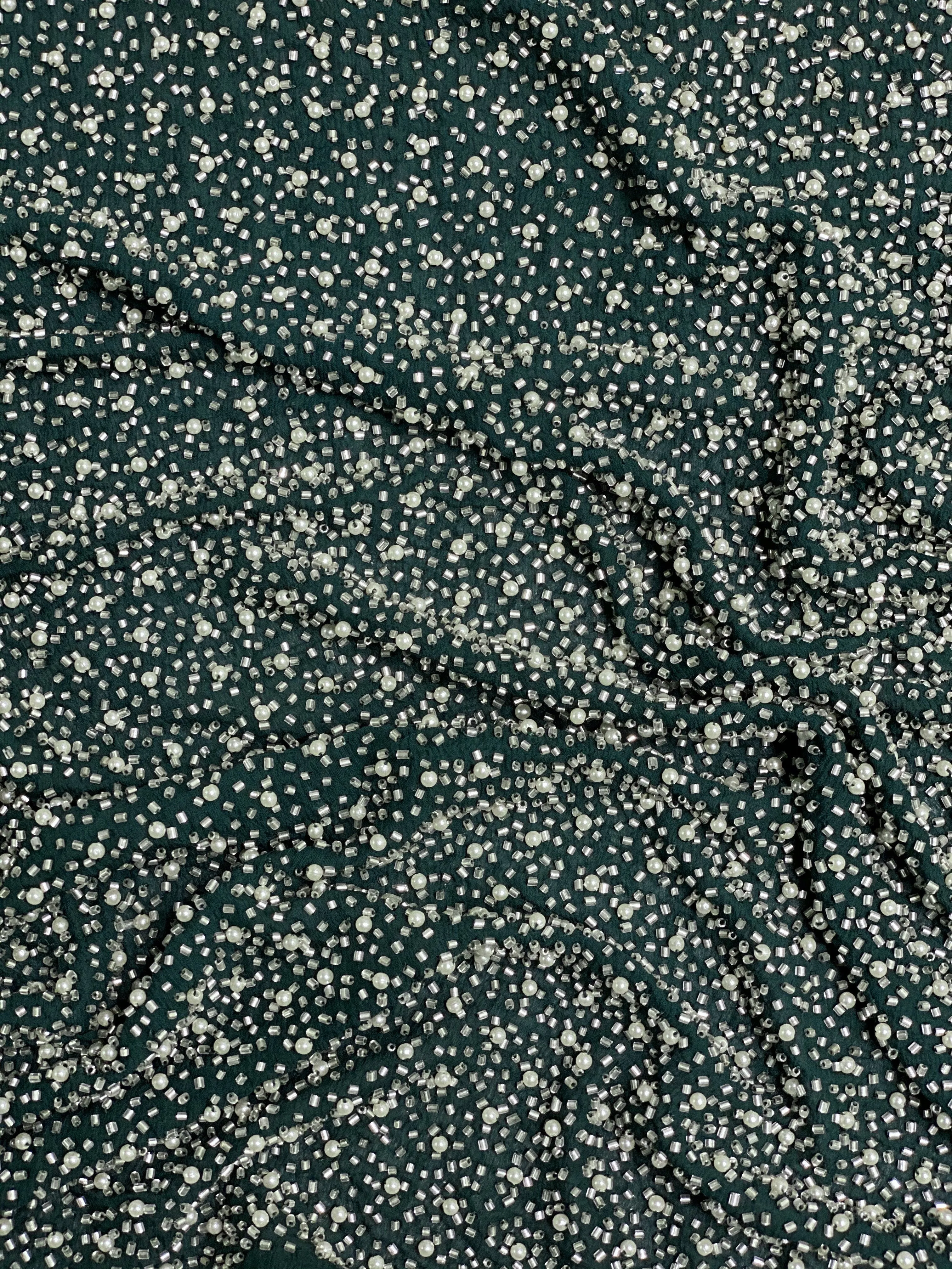 Green Gables Sequin & Beads On Silk Chiffon JEC-011-15 Fabric