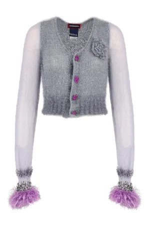 Grey Handmade Cashmere Knit Cardigan