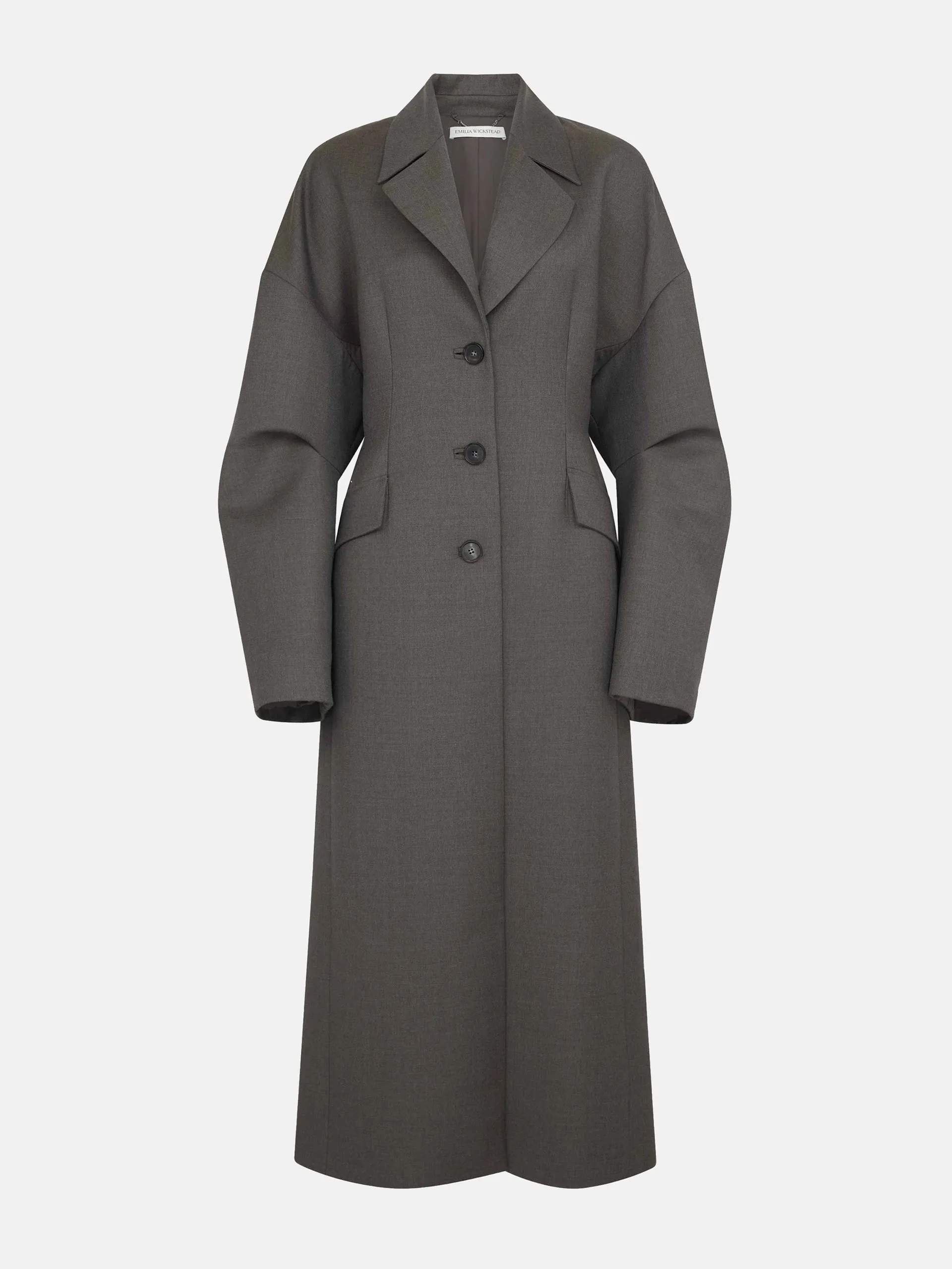 Jaya tailored coat in ash grey seersucker merino