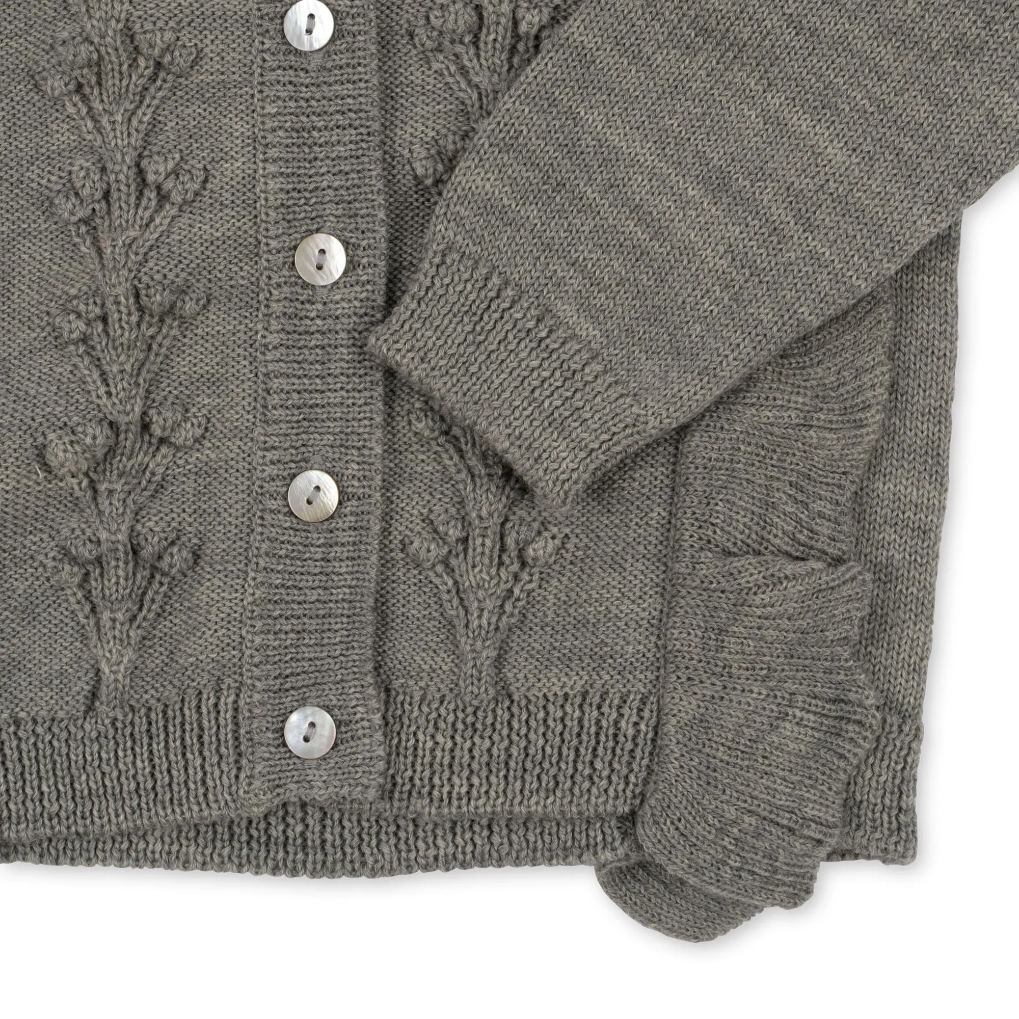 Konges Sløjd Fiol Frill Merino Cardigan - Grey Melange