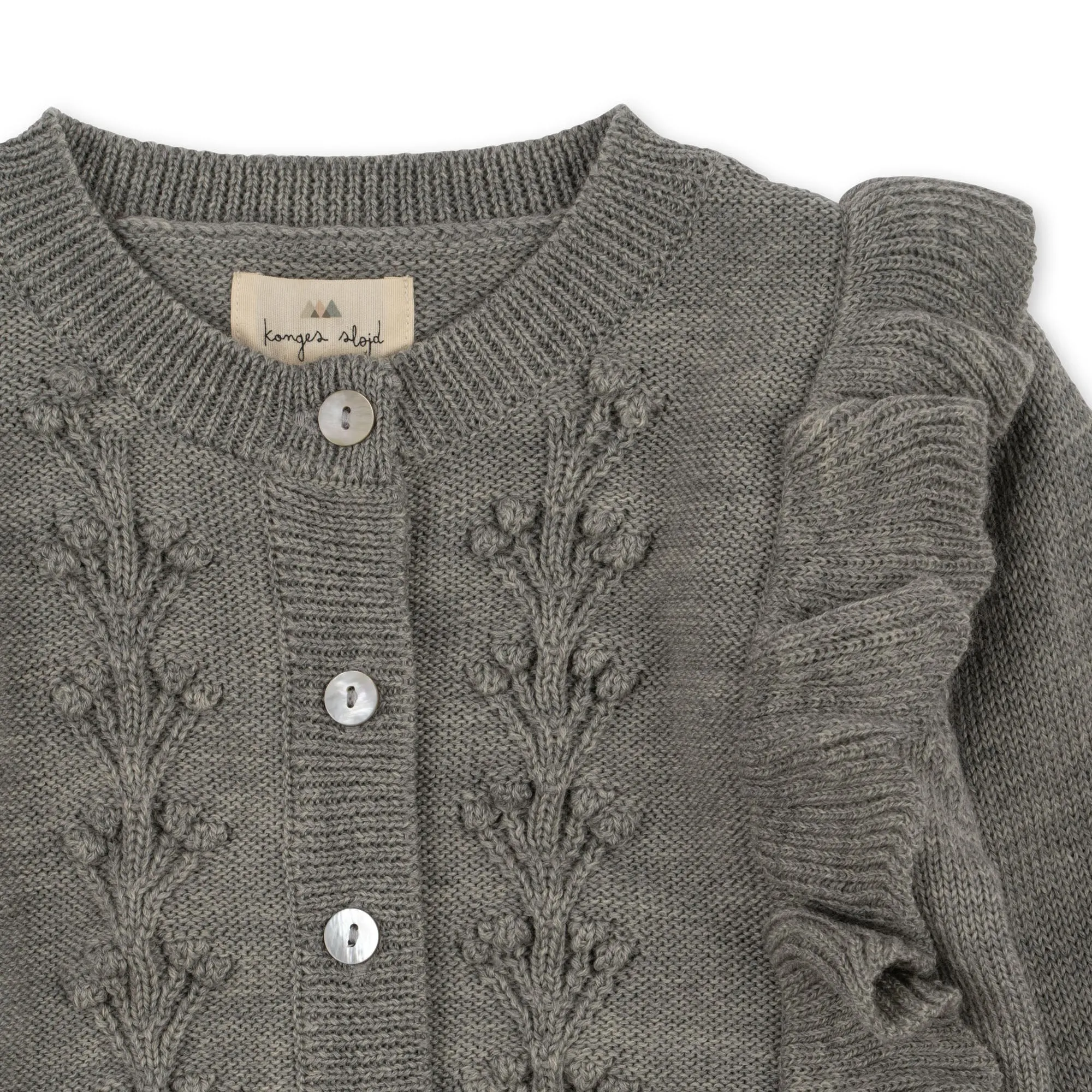 Konges Sløjd Fiol Frill Merino Cardigan - Grey Melange