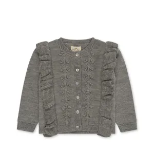 Konges Sløjd Fiol Frill Merino Cardigan - Grey Melange