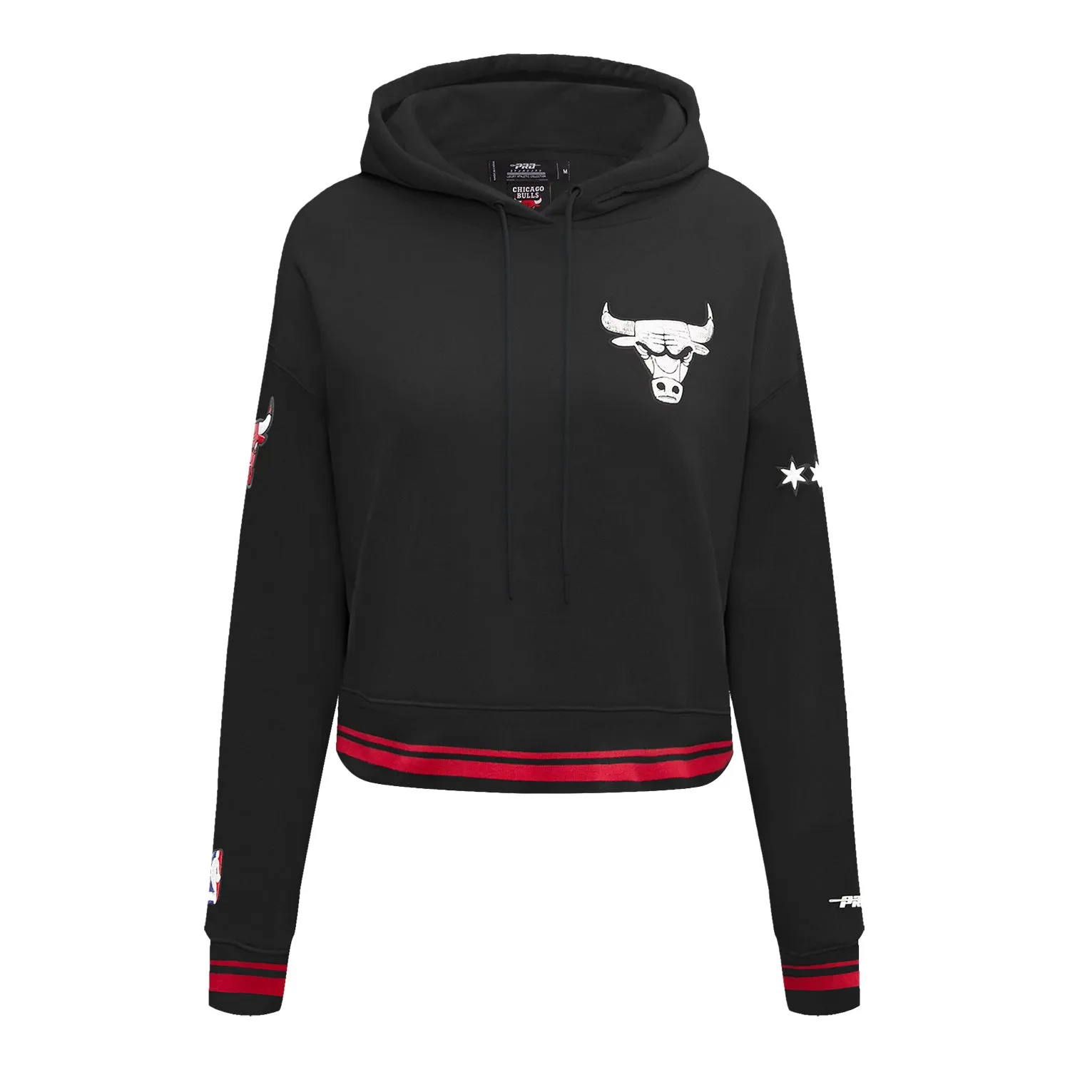 LADIES 2023-24 CHICAGO BULLS CITY EDITION PRO STANDARD M.O.M CROPPED HOODED SWEATSHIRT