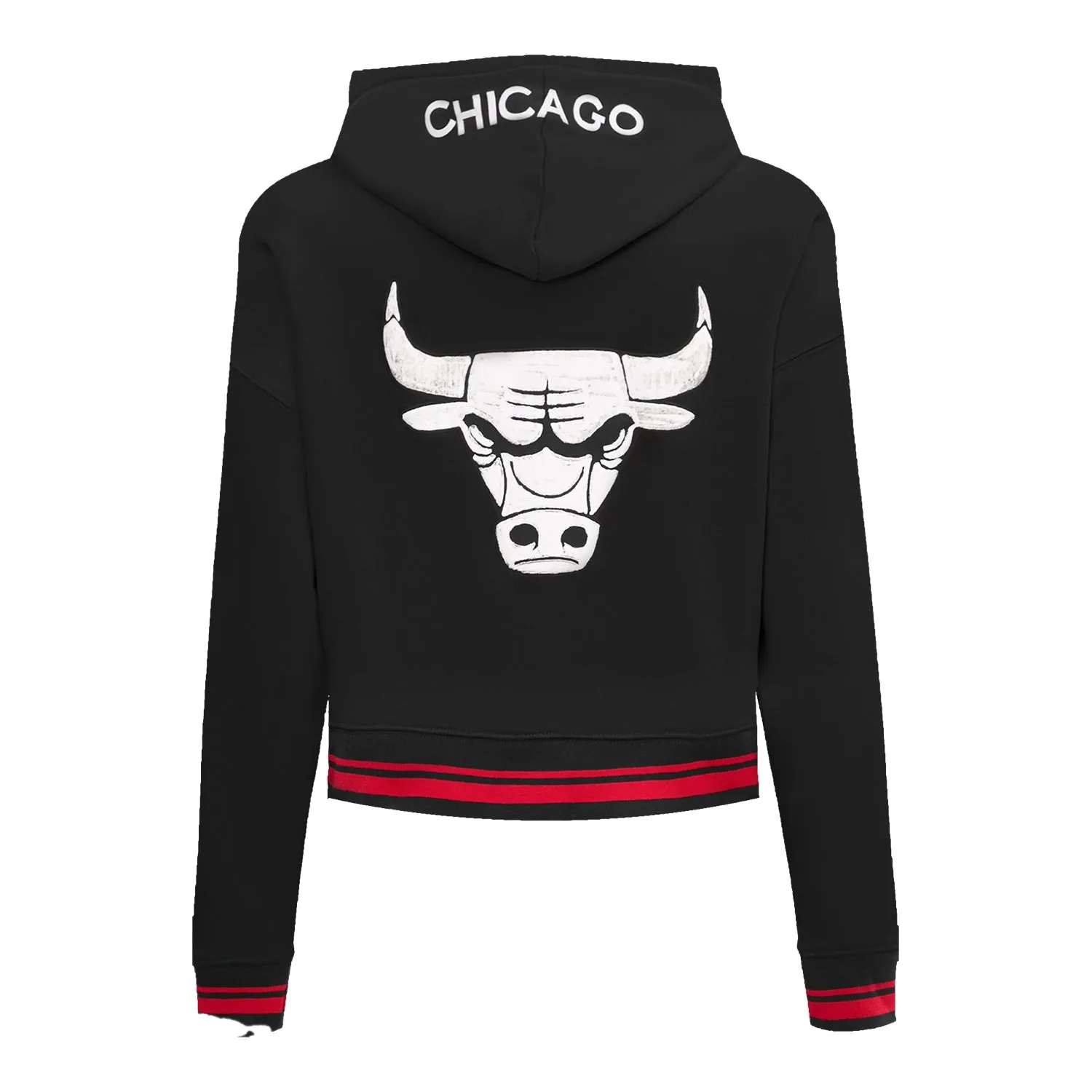 LADIES 2023-24 CHICAGO BULLS CITY EDITION PRO STANDARD M.O.M CROPPED HOODED SWEATSHIRT