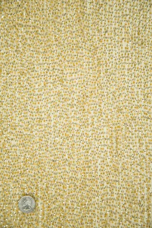 Light Shiny Gold Sequins & Beads on Silk Chiffon Fabric