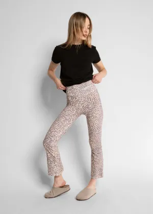 LONG FLARE LEGGINGS - LEOPARD BEIGE