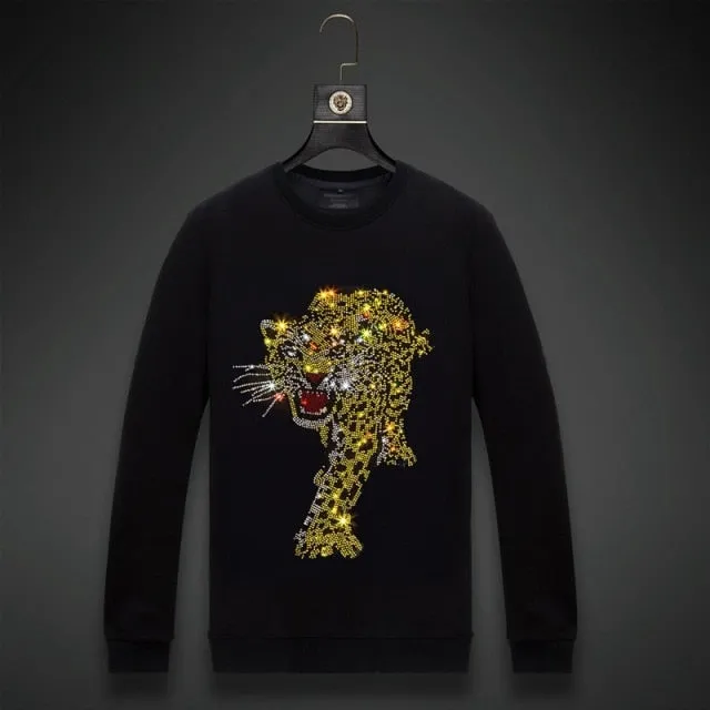 Long Sleeves Leopard Applique Sweatshirt