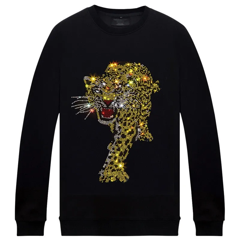 Long Sleeves Leopard Applique Sweatshirt