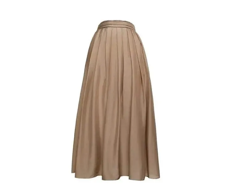 Luxurious Acetate Silk Pleated Ankle Skirt