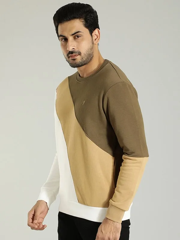 Men Color Block Full Sleeve Crew Neck Sweatshirt