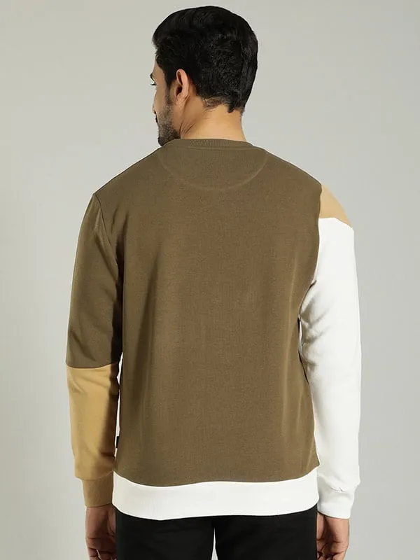 Men Color Block Full Sleeve Crew Neck Sweatshirt