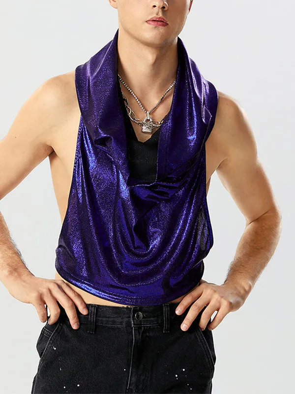 Mens Glitter Cowl Neck Hooded Crop Top SKUK23174