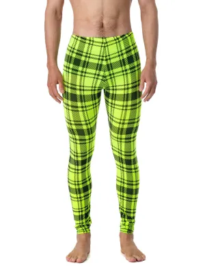 MENS LEGGINGS - YELLOW & BLACK PLAID