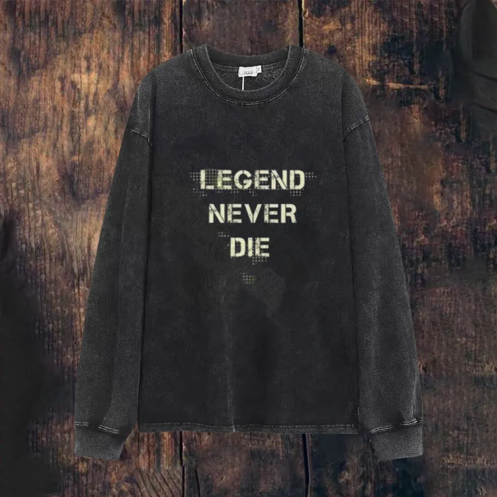 Mens Vintage Legend Never Die Print Sweatshirt