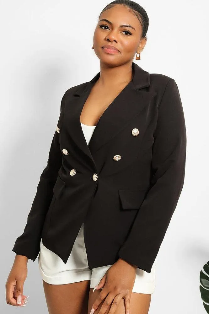 Military Silver Buttons Smart Blazer