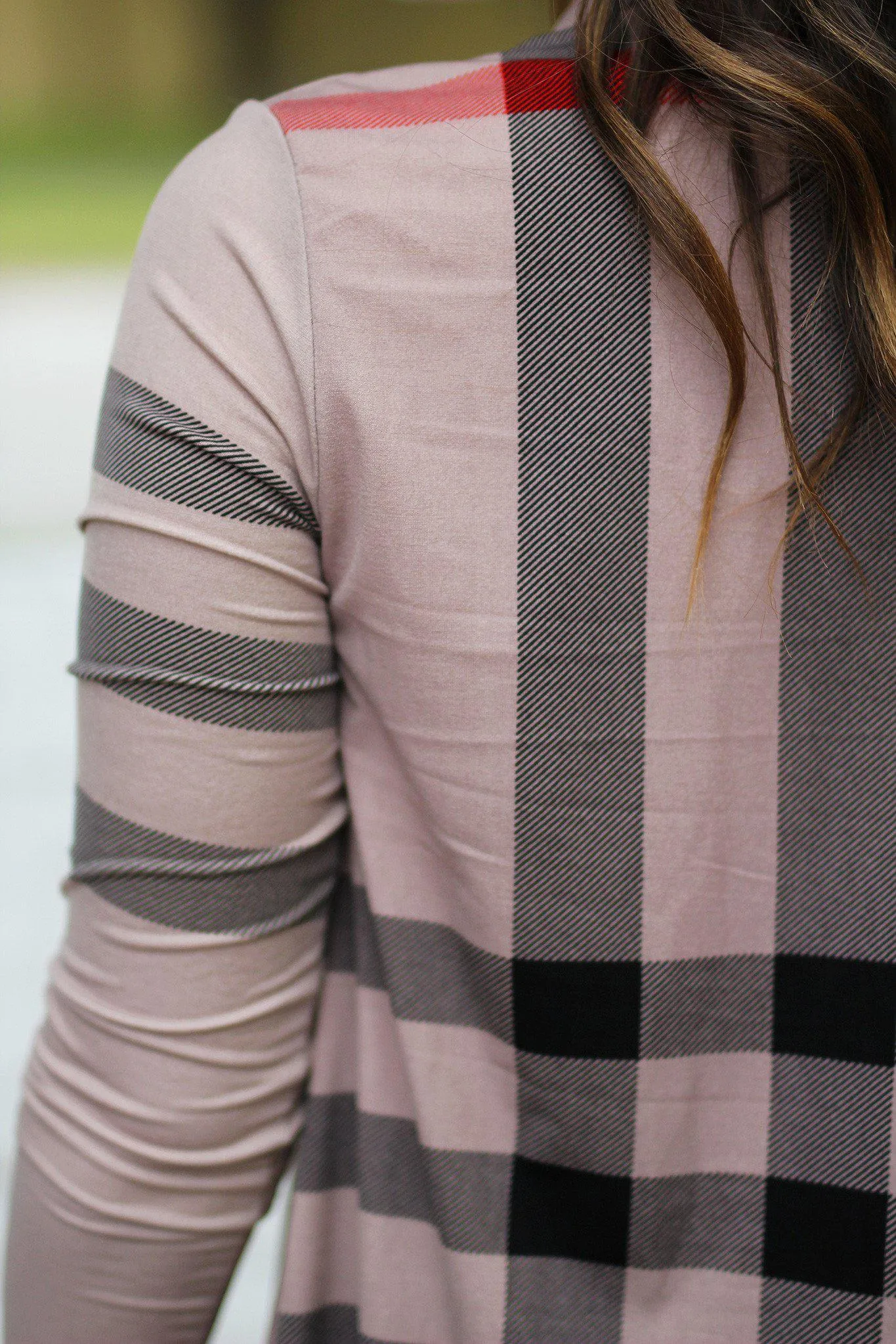 Mocha Check Print Cardigan