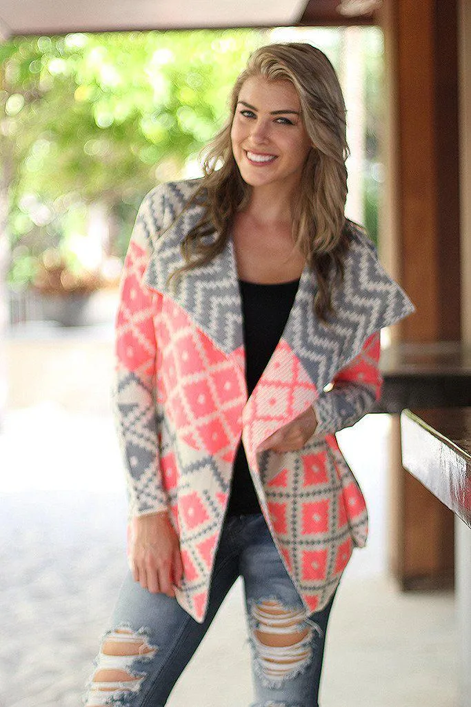 Neon Pink Long Cardigan