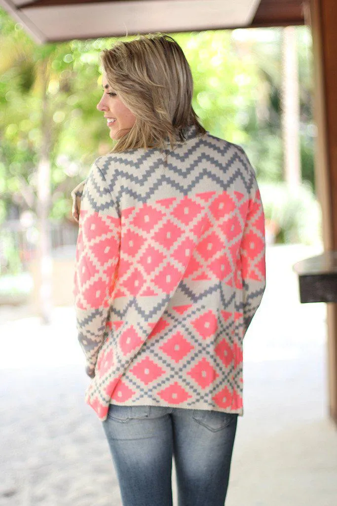 Neon Pink Long Cardigan