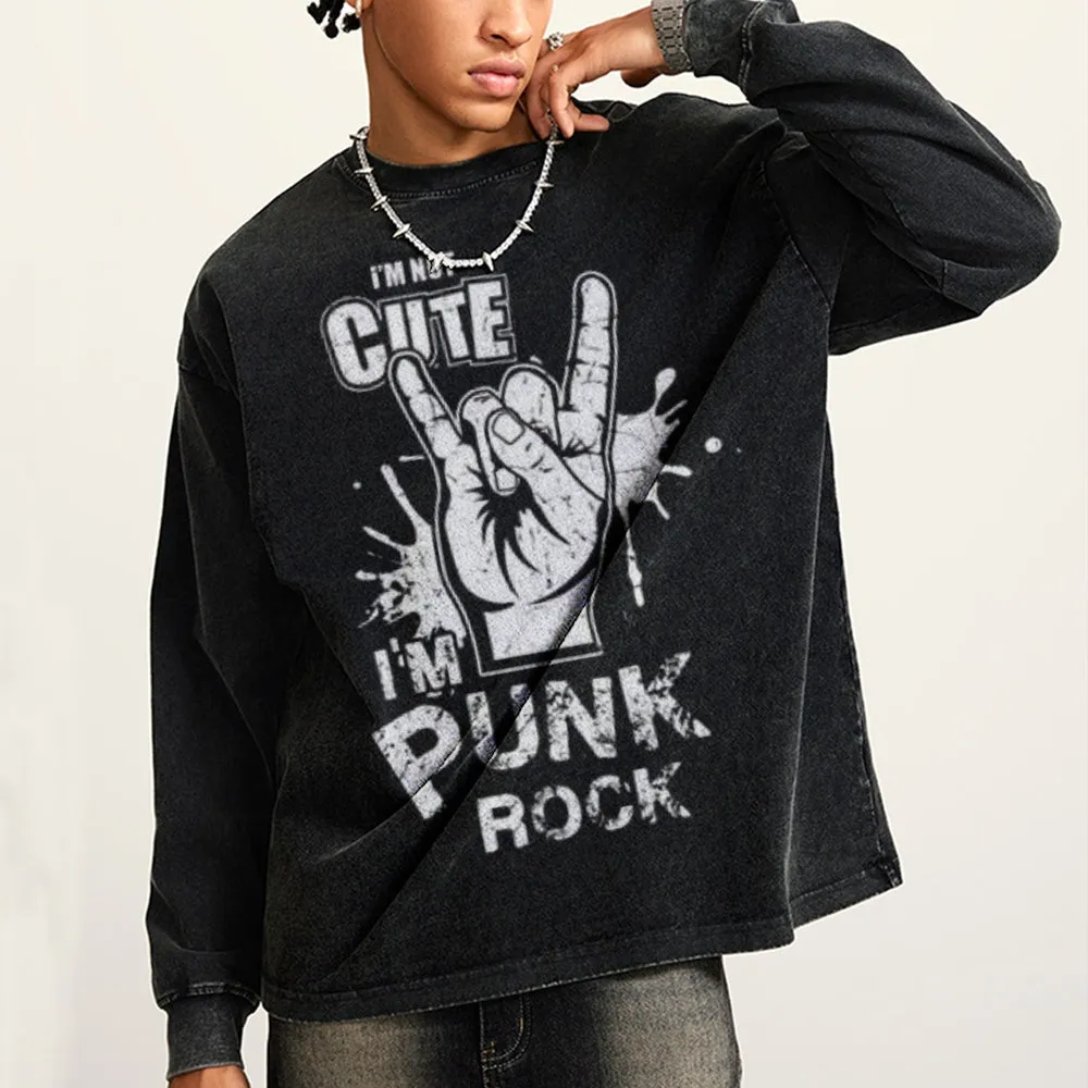 Oversized Vintage Washed I AM PUNK ROCK Graphic Sweatshirt