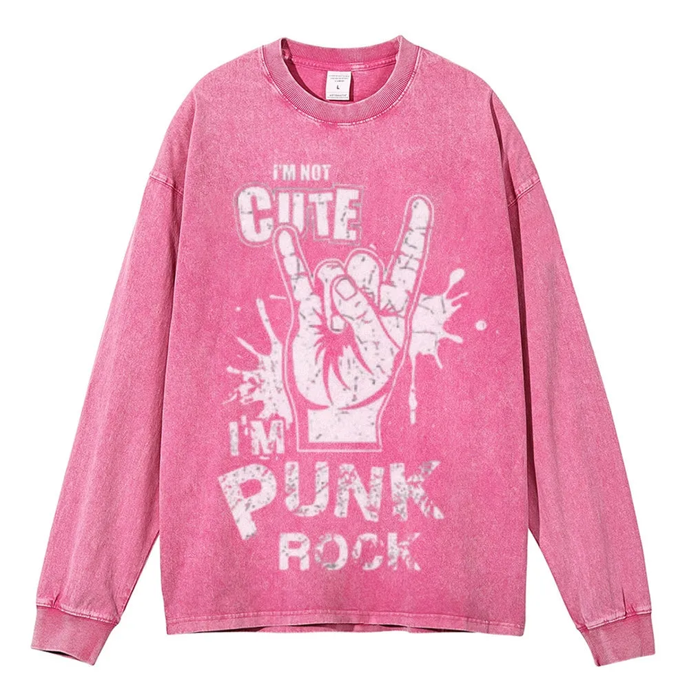 Oversized Vintage Washed I AM PUNK ROCK Graphic Sweatshirt