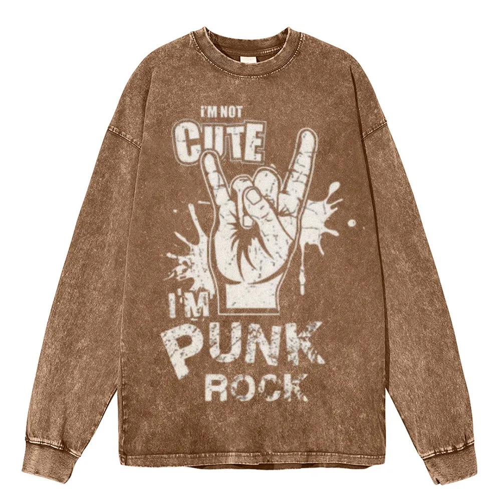 Oversized Vintage Washed I AM PUNK ROCK Graphic Sweatshirt