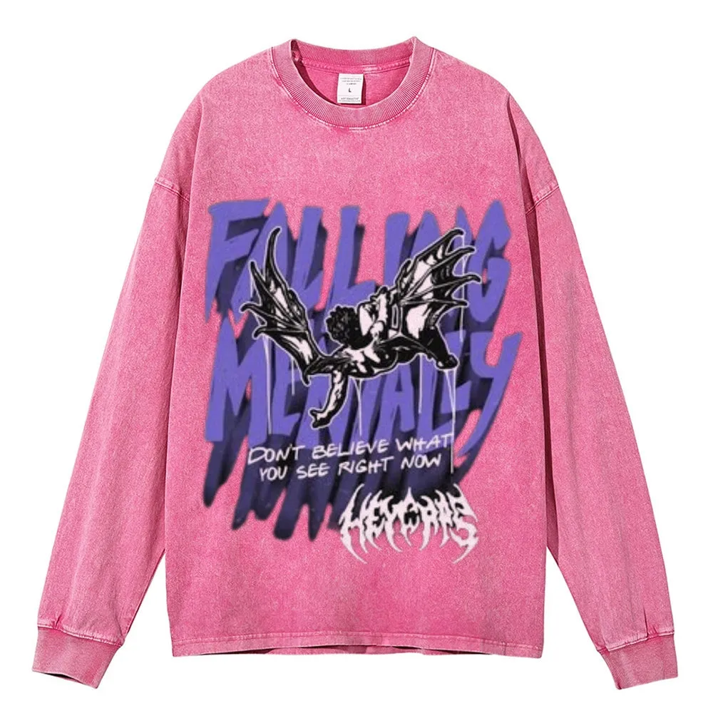 Oversized Vintage Washed Street Graphic Sweatshirt