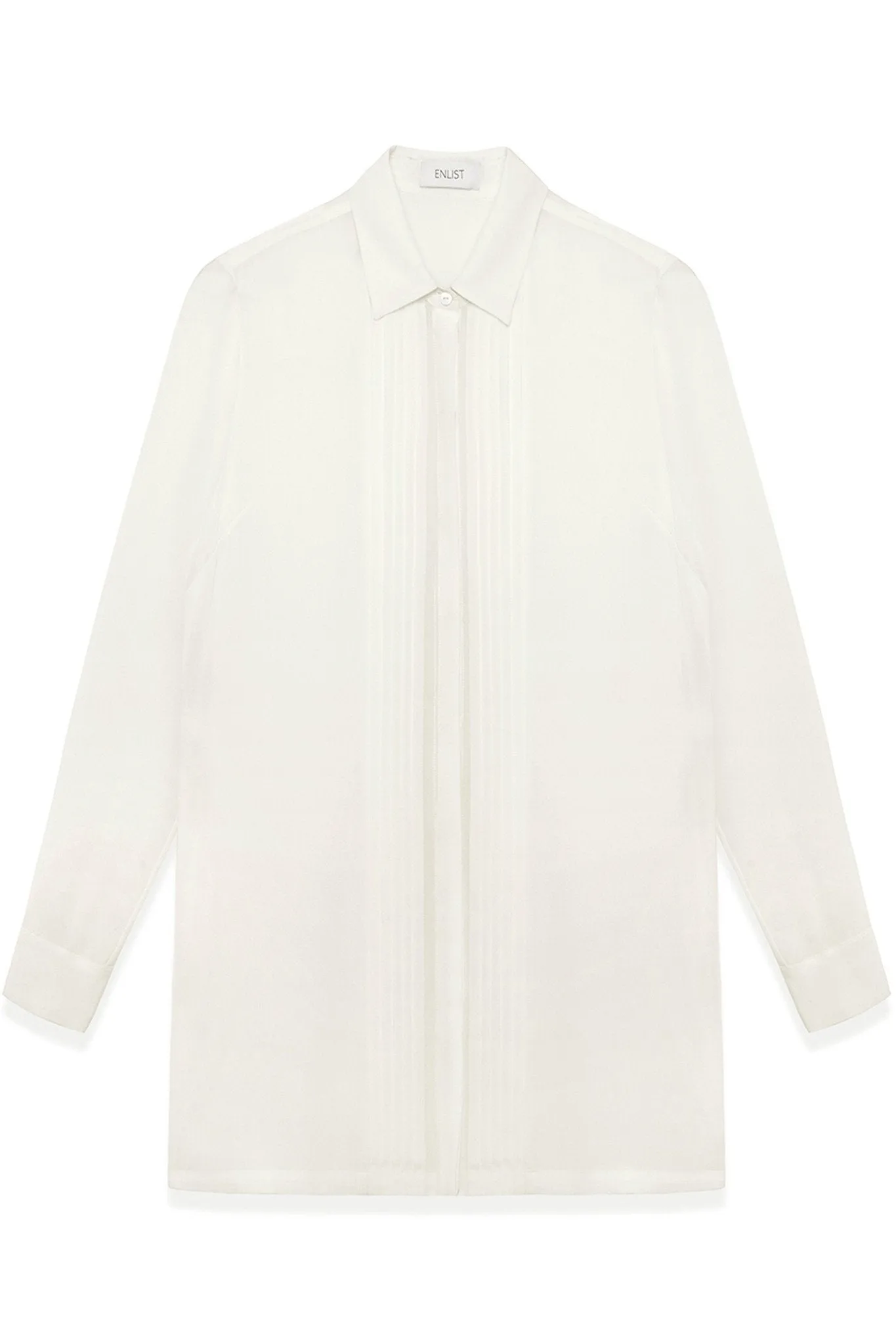 Pleated Silk Crepe de Chine Shirt