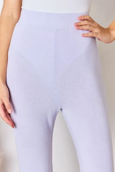 Progress Not Perfection High Waist Ultra Soft Knit Flare Pants- Lavender