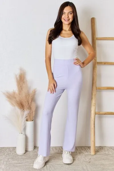 Progress Not Perfection High Waist Ultra Soft Knit Flare Pants- Lavender