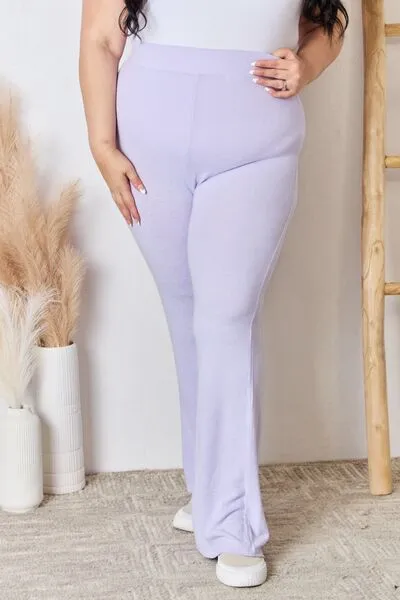 Progress Not Perfection High Waist Ultra Soft Knit Flare Pants- Lavender