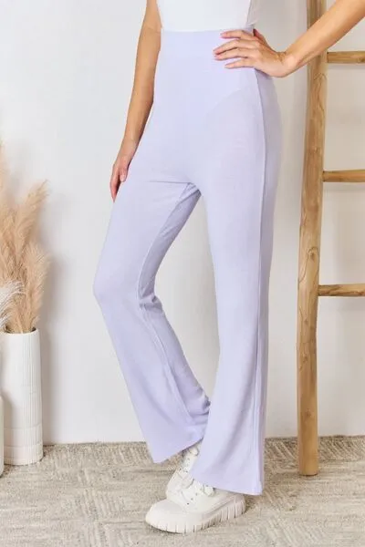 Progress Not Perfection High Waist Ultra Soft Knit Flare Pants- Lavender